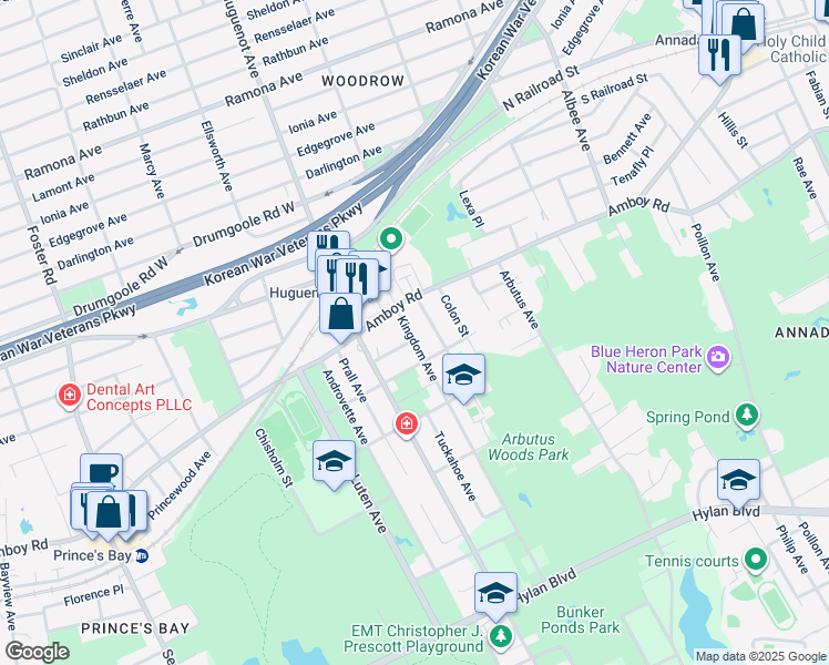 map of restaurants, bars, coffee shops, grocery stores, and more near 6 Algonkin Street in Staten Island