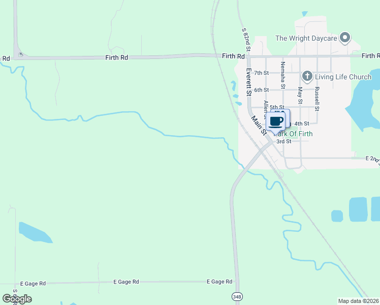 map of restaurants, bars, coffee shops, grocery stores, and more near 28801 South 82nd Street in Firth