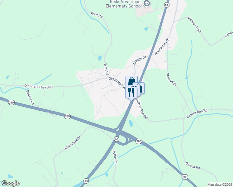 map of restaurants, bars, coffee shops, grocery stores, and more near 720 Grange Drive in Apollo
