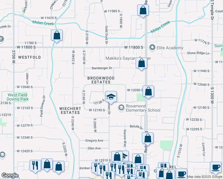 map of restaurants, bars, coffee shops, grocery stores, and more near 1962 West 12110 South in Riverton