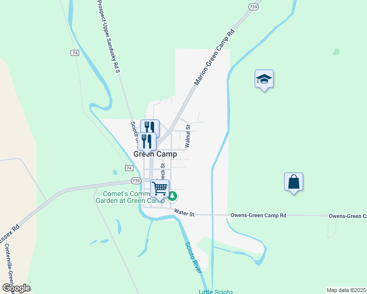 map of restaurants, bars, coffee shops, grocery stores, and more near 516 Walnut Street in Green Camp