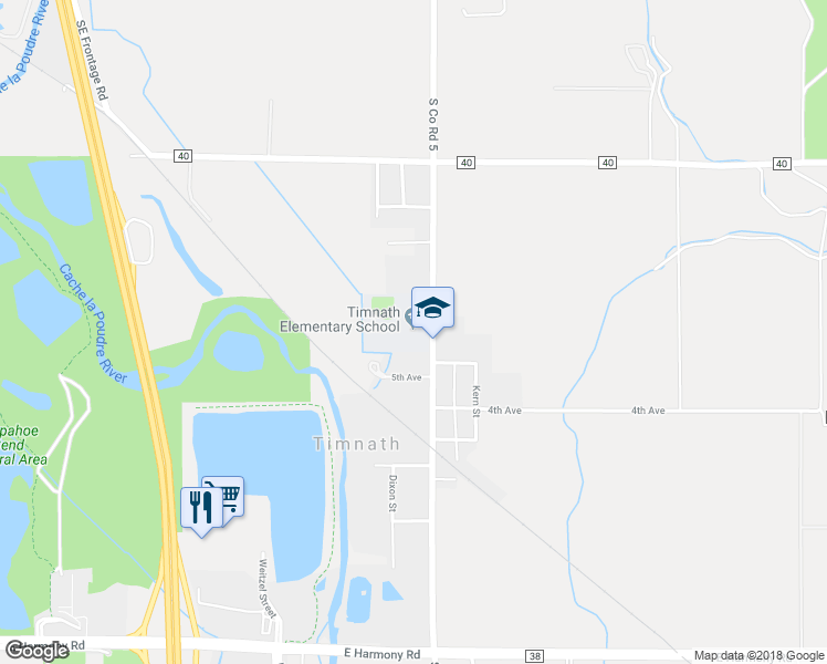 map of restaurants, bars, coffee shops, grocery stores, and more near 3909 Main Street in Timnath