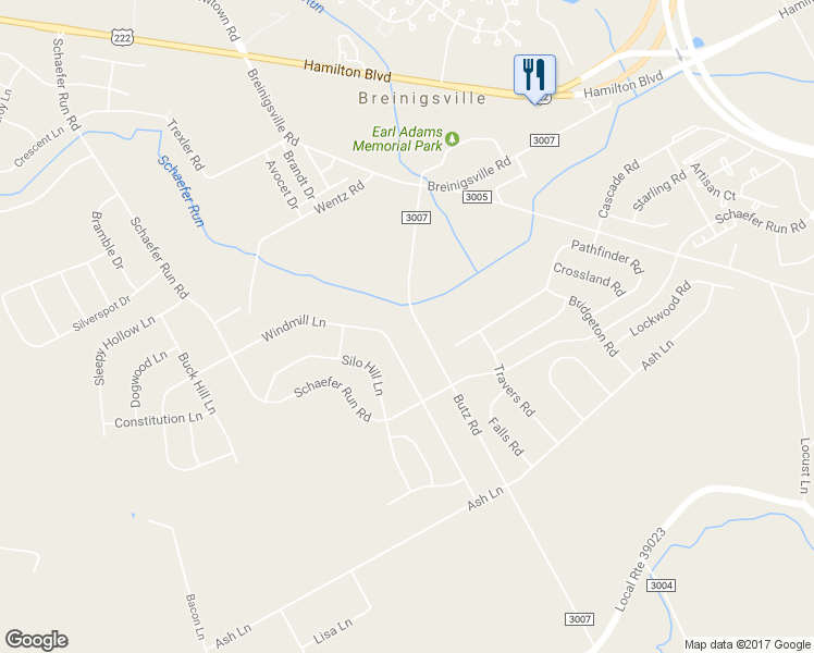 map of restaurants, bars, coffee shops, grocery stores, and more near 1624 Butz Road in Breinigsville