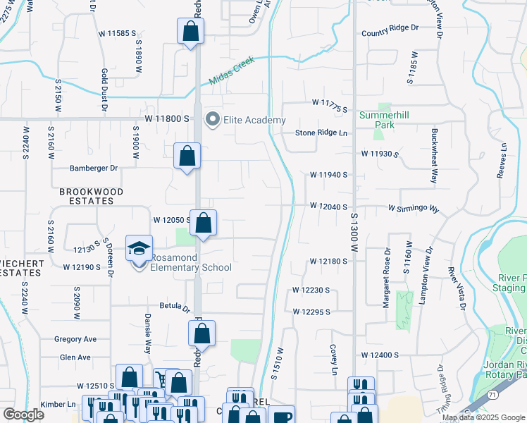 map of restaurants, bars, coffee shops, grocery stores, and more near 1528 Lindsay Marie Circle in Riverton