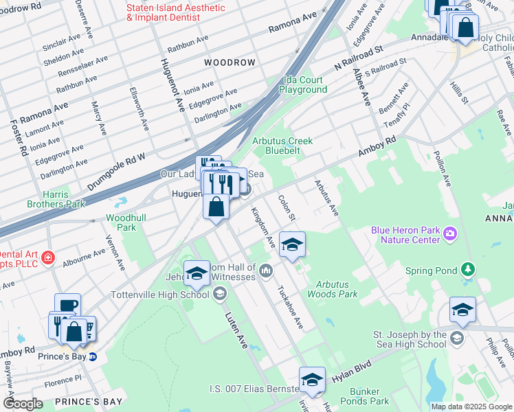 map of restaurants, bars, coffee shops, grocery stores, and more near in Staten Island