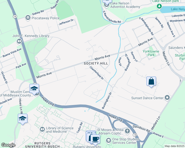 map of restaurants, bars, coffee shops, grocery stores, and more near 131 Abbot Court in Piscataway Township