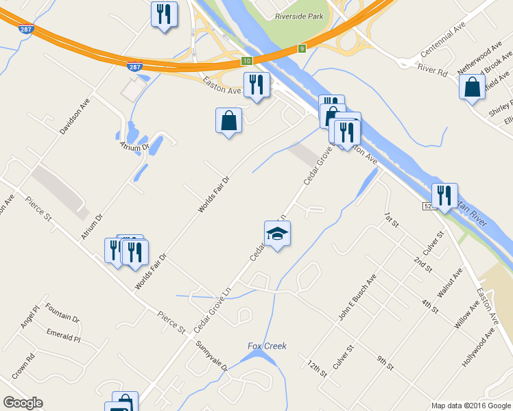 map of restaurants, bars, coffee shops, grocery stores, and more near 31 Cedar Grove Lane in Franklin Township