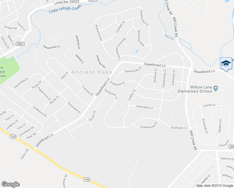 map of restaurants, bars, coffee shops, grocery stores, and more near 6864 Sunflower Lane in Macungie