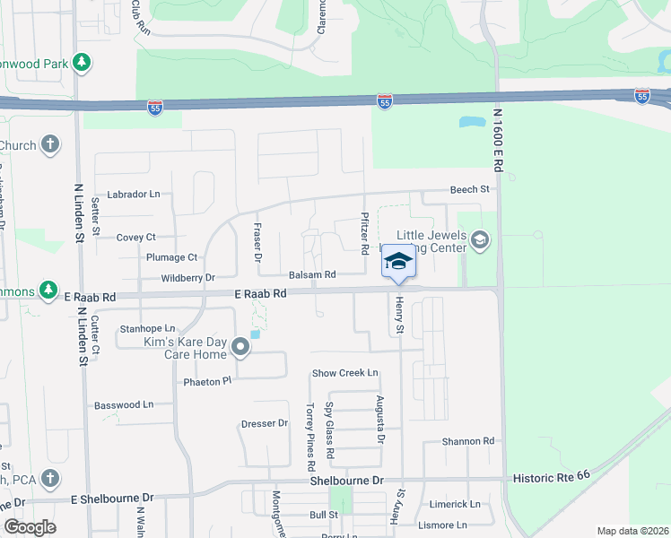map of restaurants, bars, coffee shops, grocery stores, and more near 1001 Norway Court in Normal