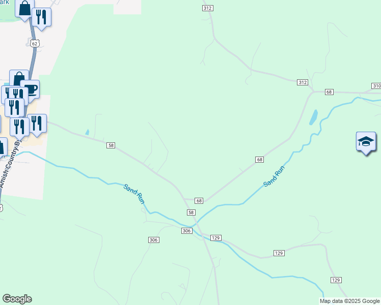 map of restaurants, bars, coffee shops, grocery stores, and more near 4266 County Route 58 in Millersburg
