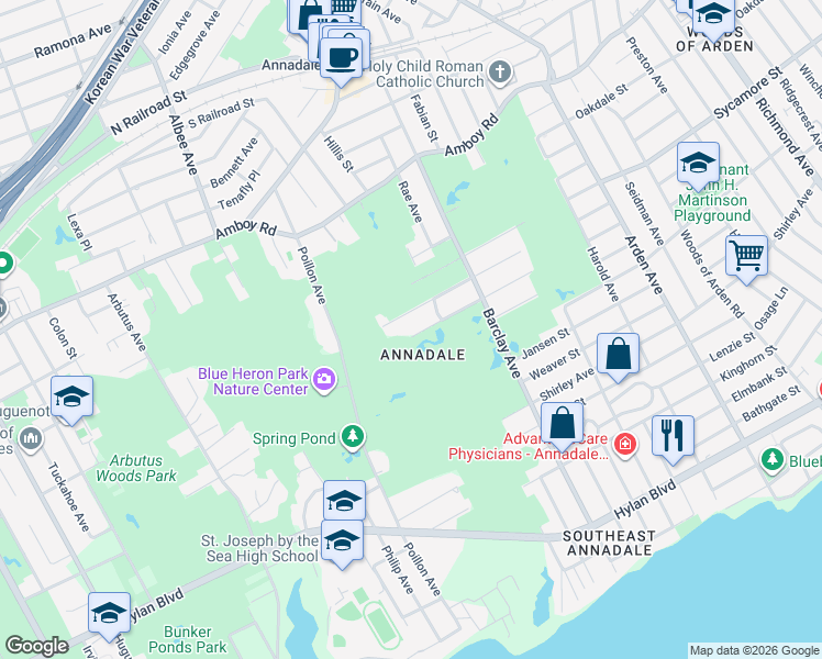 map of restaurants, bars, coffee shops, grocery stores, and more near 253 Eylandt Street in Staten Island