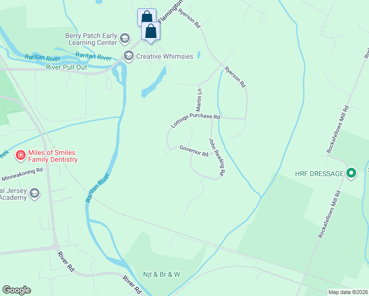 map of restaurants, bars, coffee shops, grocery stores, and more near 8 Governor Road in Flemington