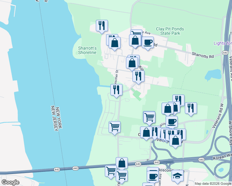 map of restaurants, bars, coffee shops, grocery stores, and more near 74 Tiller Court in Staten Island