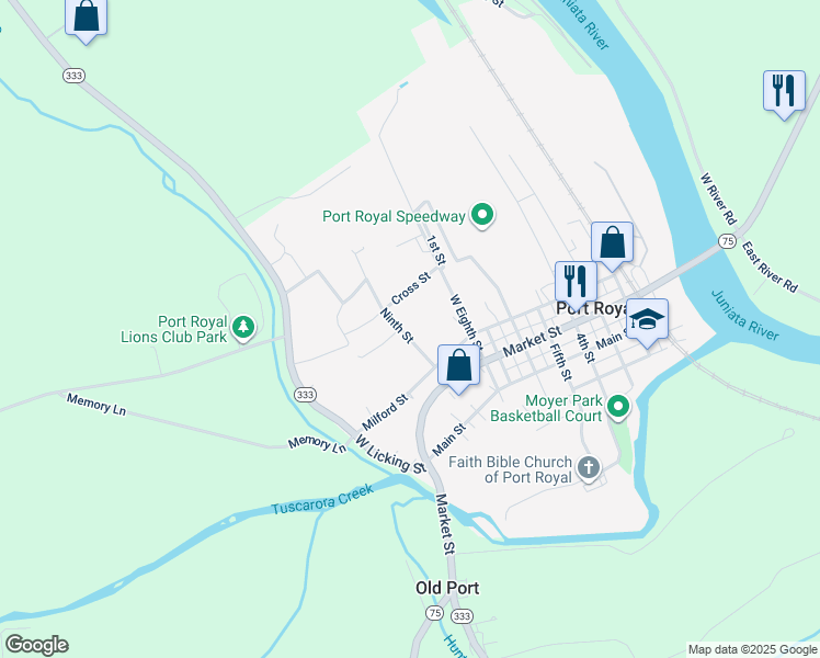 map of restaurants, bars, coffee shops, grocery stores, and more near 206 Ninth Street in Port Royal