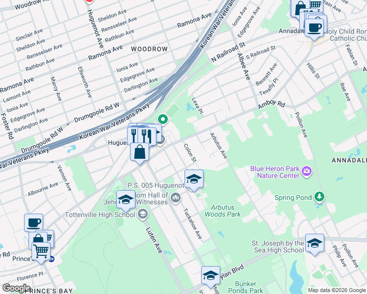 map of restaurants, bars, coffee shops, grocery stores, and more near 14 Colon Street in Staten Island