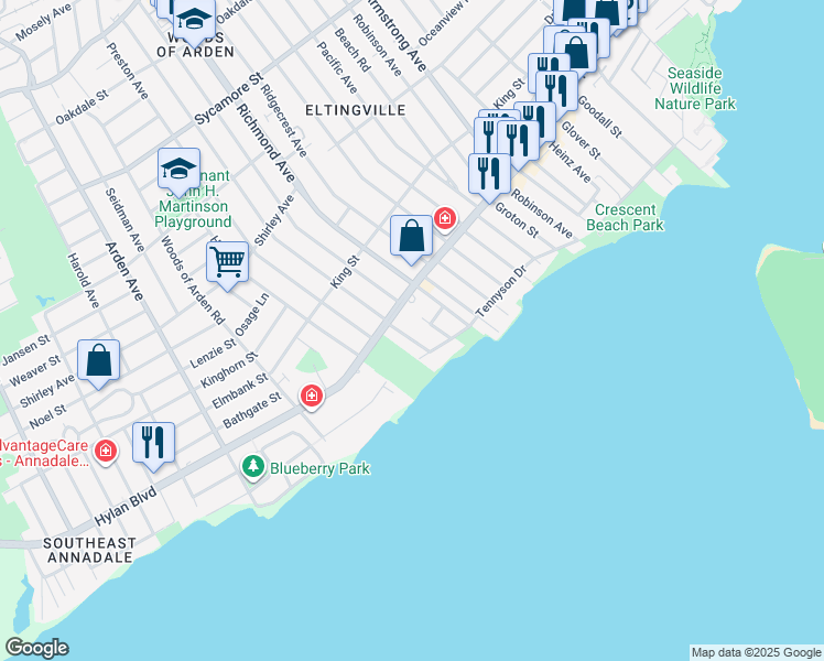 map of restaurants, bars, coffee shops, grocery stores, and more near 463 Retford Avenue in Staten Island