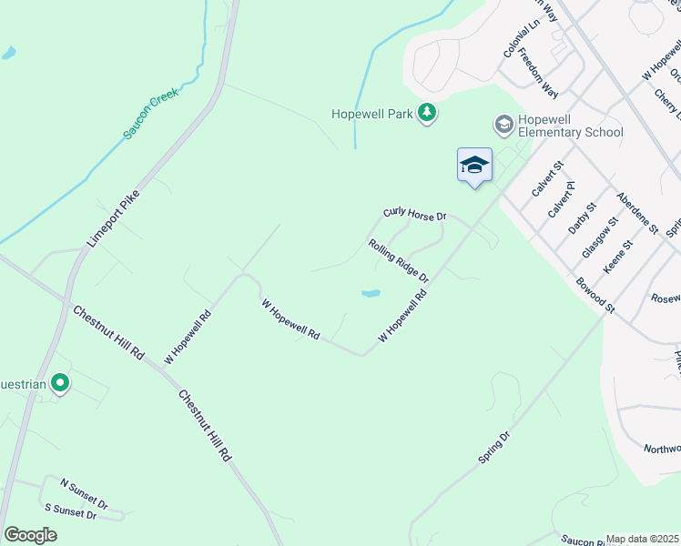 map of restaurants, bars, coffee shops, grocery stores, and more near 5130 Curly Horse Drive in Center Valley