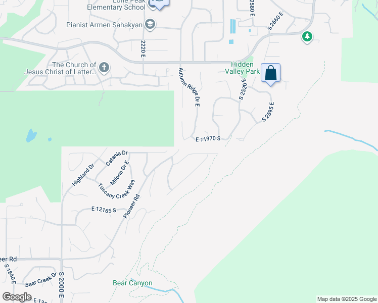 map of restaurants, bars, coffee shops, grocery stores, and more near 2373 Bear Hill Circle South in Draper