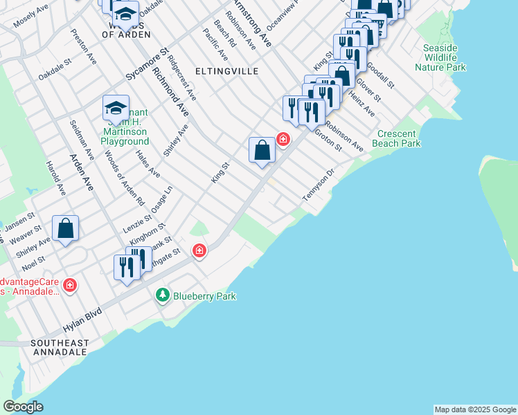 map of restaurants, bars, coffee shops, grocery stores, and more near 463 Retford Avenue in Staten Island