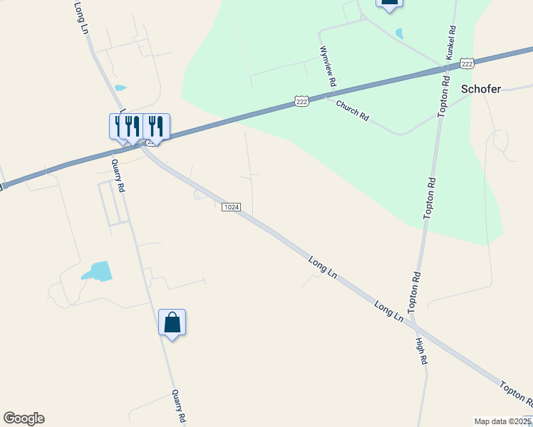 map of restaurants, bars, coffee shops, grocery stores, and more near 220 Long Lane in Kutztown
