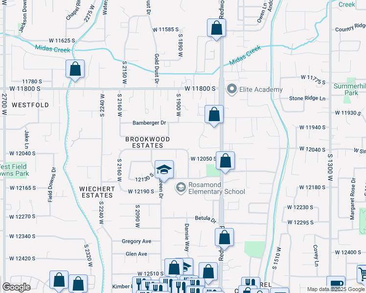map of restaurants, bars, coffee shops, grocery stores, and more near 1866 West 12015 South in Riverton