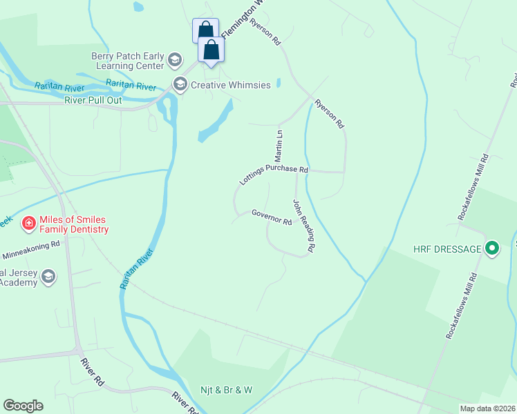 map of restaurants, bars, coffee shops, grocery stores, and more near 8 Governor Road in Flemington