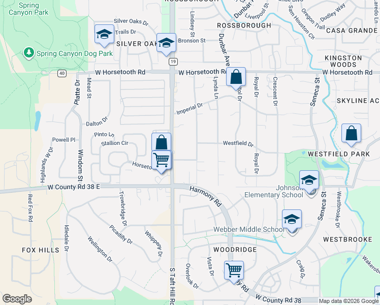map of restaurants, bars, coffee shops, grocery stores, and more near 3915 Goodell Lane in Fort Collins
