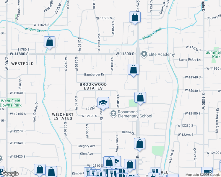 map of restaurants, bars, coffee shops, grocery stores, and more near 1866 West 12015 South in Riverton