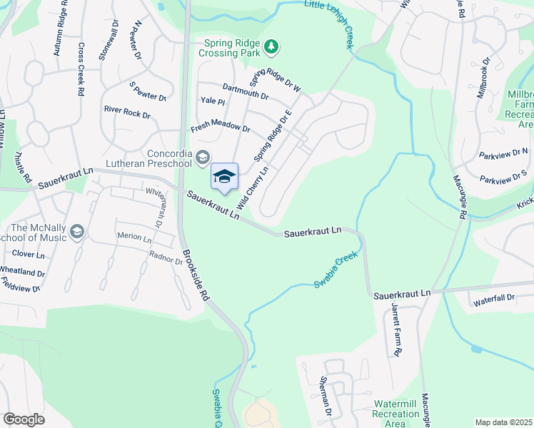 map of restaurants, bars, coffee shops, grocery stores, and more near 2711 Terrwood Drive East in Macungie