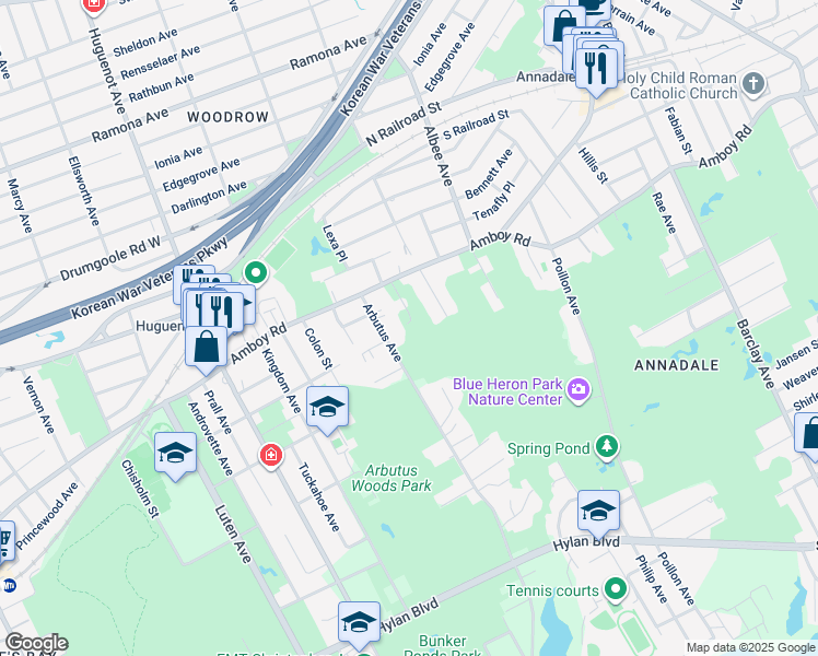 map of restaurants, bars, coffee shops, grocery stores, and more near 58 Serena Court in Staten Island