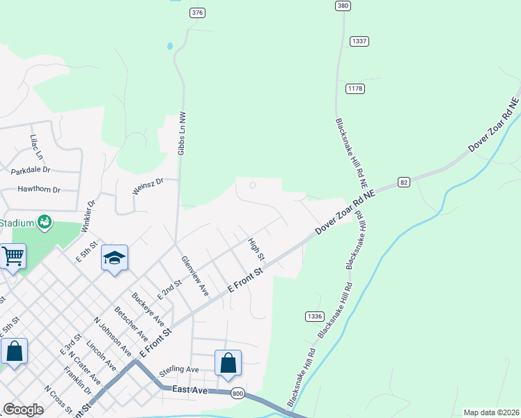 map of restaurants, bars, coffee shops, grocery stores, and more near 214 Schaar Drive in Dover