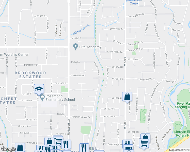 map of restaurants, bars, coffee shops, grocery stores, and more near 1528 Lindsay Marie Circle in Riverton