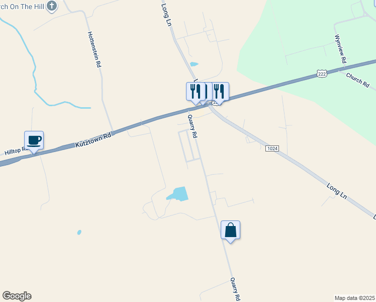 map of restaurants, bars, coffee shops, grocery stores, and more near in Kutztown