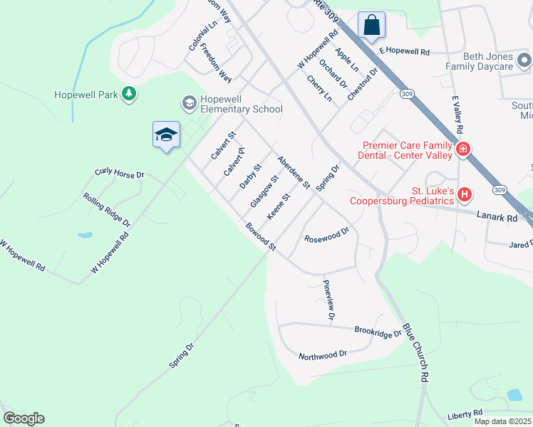 map of restaurants, bars, coffee shops, grocery stores, and more near 4583 Keene Street in Lehigh County