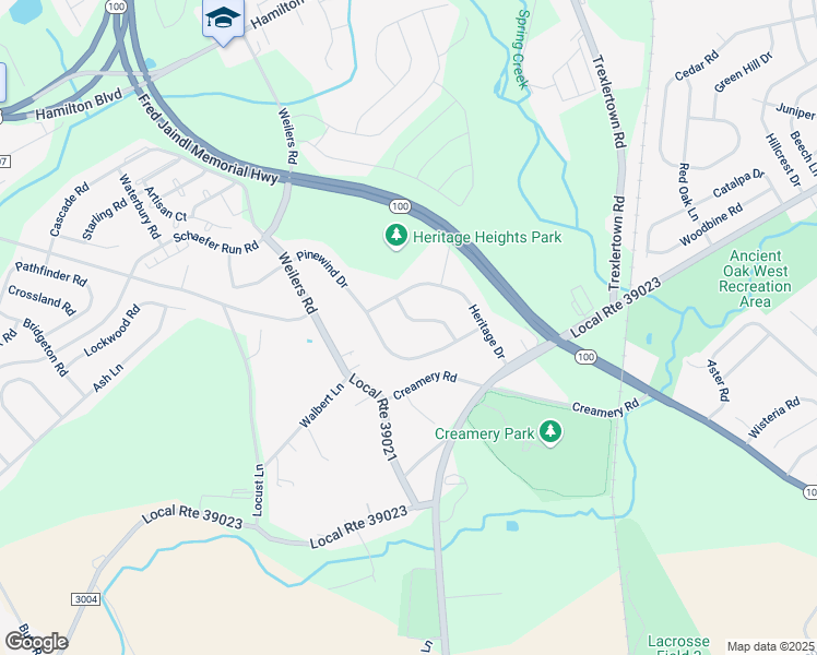map of restaurants, bars, coffee shops, grocery stores, and more near 1714 Brookstone Drive in Alburtis