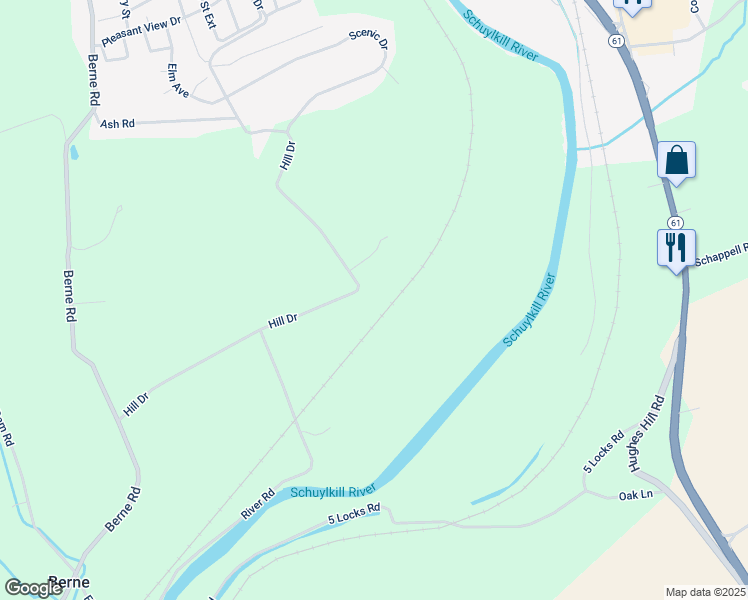 map of restaurants, bars, coffee shops, grocery stores, and more near 421 Hill Dr in Hamburg