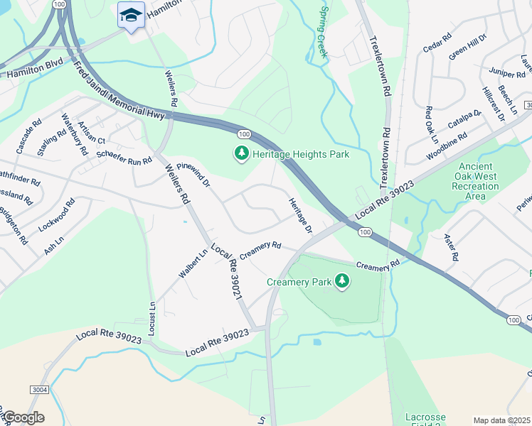 map of restaurants, bars, coffee shops, grocery stores, and more near 1738 Brookstone Drive in Alburtis
