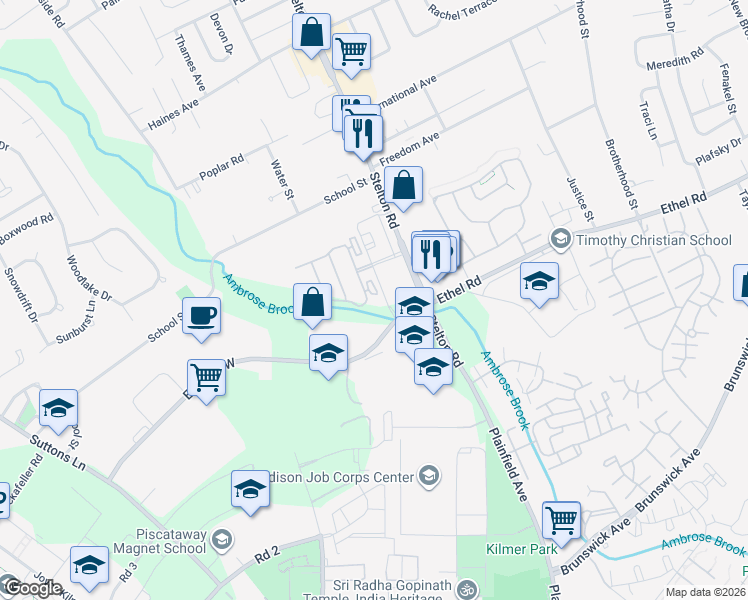 map of restaurants, bars, coffee shops, grocery stores, and more near 521 Doral Court in Piscataway