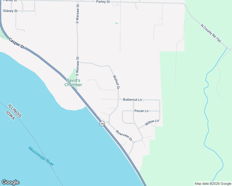 map of restaurants, bars, coffee shops, grocery stores, and more near Butternut Lane in Nauvoo
