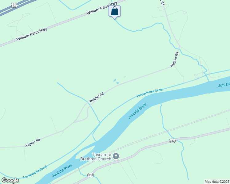 map of restaurants, bars, coffee shops, grocery stores, and more near 1748 Wagner Road in Mifflintown