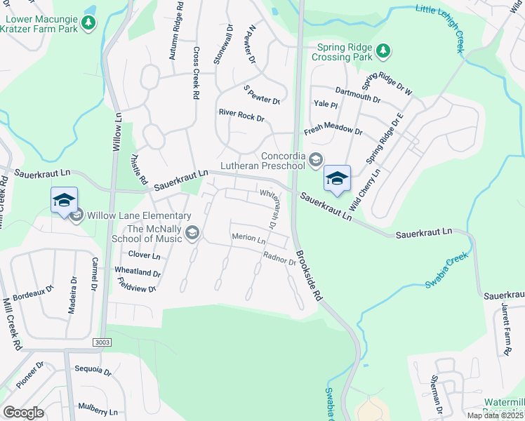 map of restaurants, bars, coffee shops, grocery stores, and more near 5696 Burning Tree Lane in Macungie