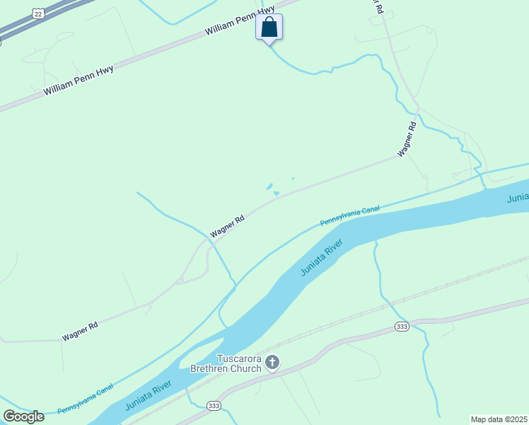 map of restaurants, bars, coffee shops, grocery stores, and more near 1748 Wagner Road in Mifflintown