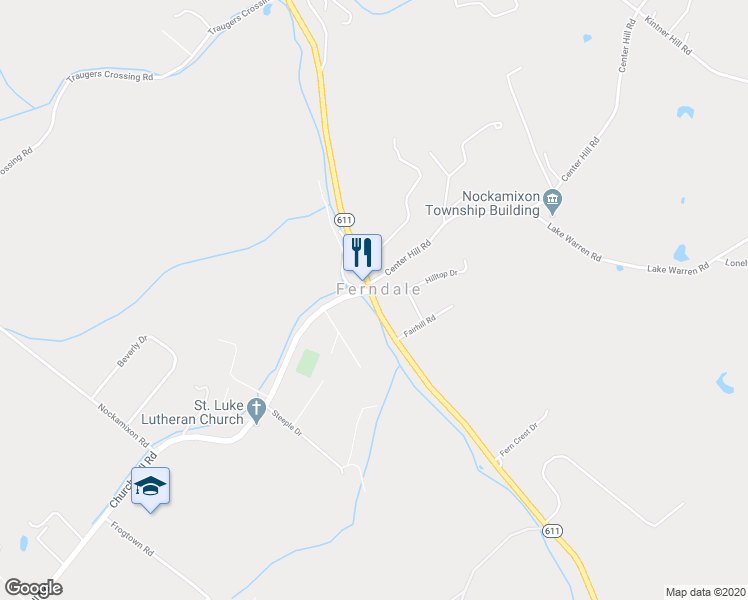 map of restaurants, bars, coffee shops, grocery stores, and more near 9284 Easton Road in Upper Black Eddy