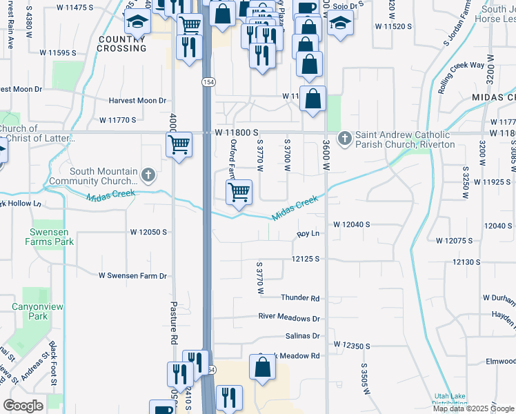 map of restaurants, bars, coffee shops, grocery stores, and more near 3769 West 11970 South in Riverton