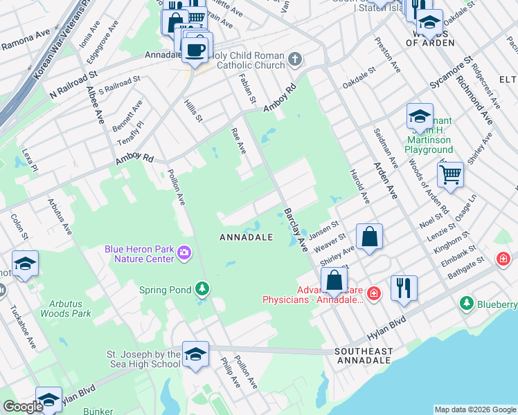 map of restaurants, bars, coffee shops, grocery stores, and more near 160 Lipsett Avenue in Staten Island