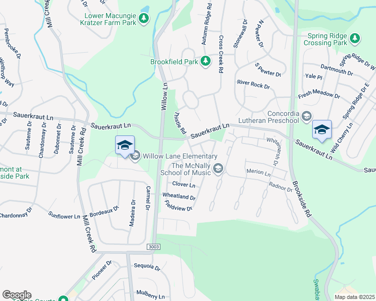 map of restaurants, bars, coffee shops, grocery stores, and more near 2652 Thistle Road in Macungie