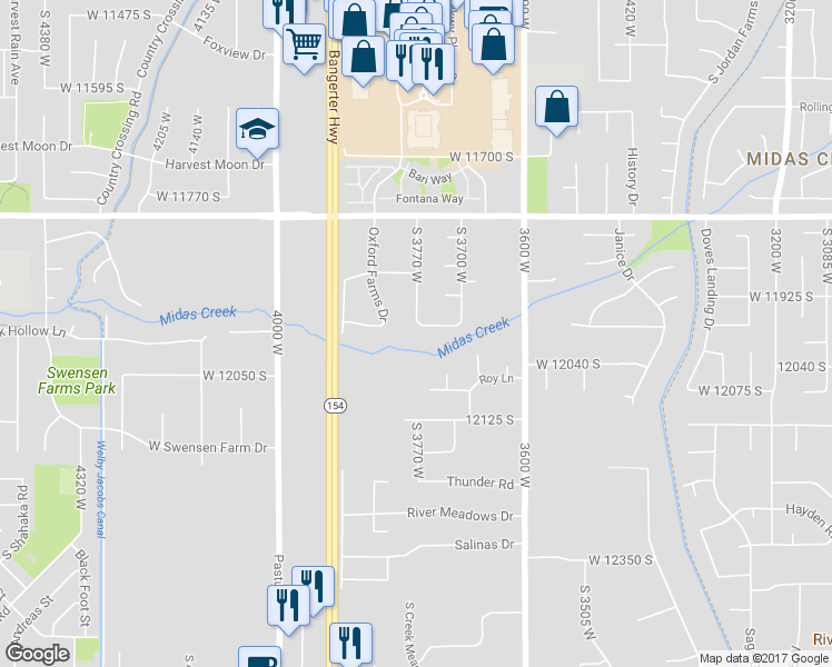 map of restaurants, bars, coffee shops, grocery stores, and more near 3769 West 11970 South in Riverton