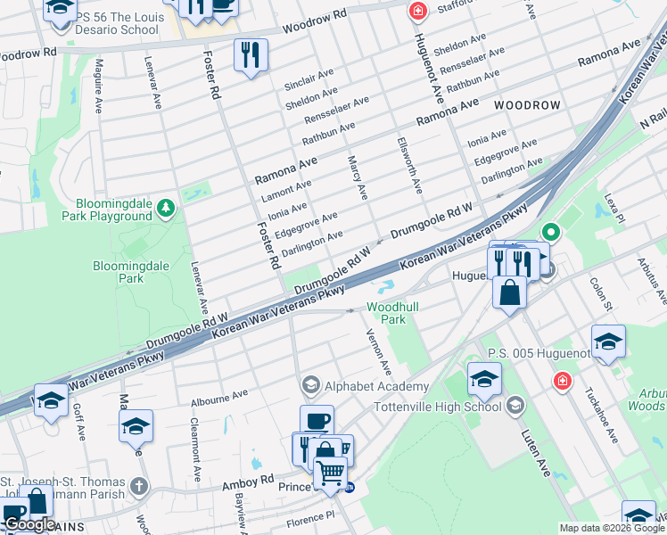 map of restaurants, bars, coffee shops, grocery stores, and more near 331 Vernon Avenue in Staten Island