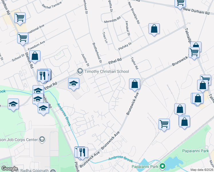 map of restaurants, bars, coffee shops, grocery stores, and more near 5805 Hana Road in Edison