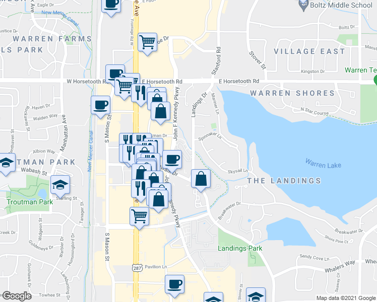 map of restaurants, bars, coffee shops, grocery stores, and more near 338 High Pointe Drive in Fort Collins